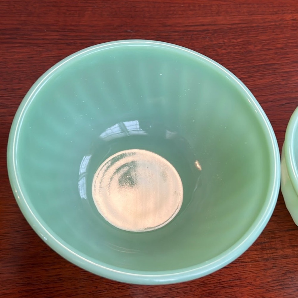 Fire King Jadeite Complete Swirl Mixing Bowl Set of 4 – Anchor Hocking – Firm - Picture 7 of 11